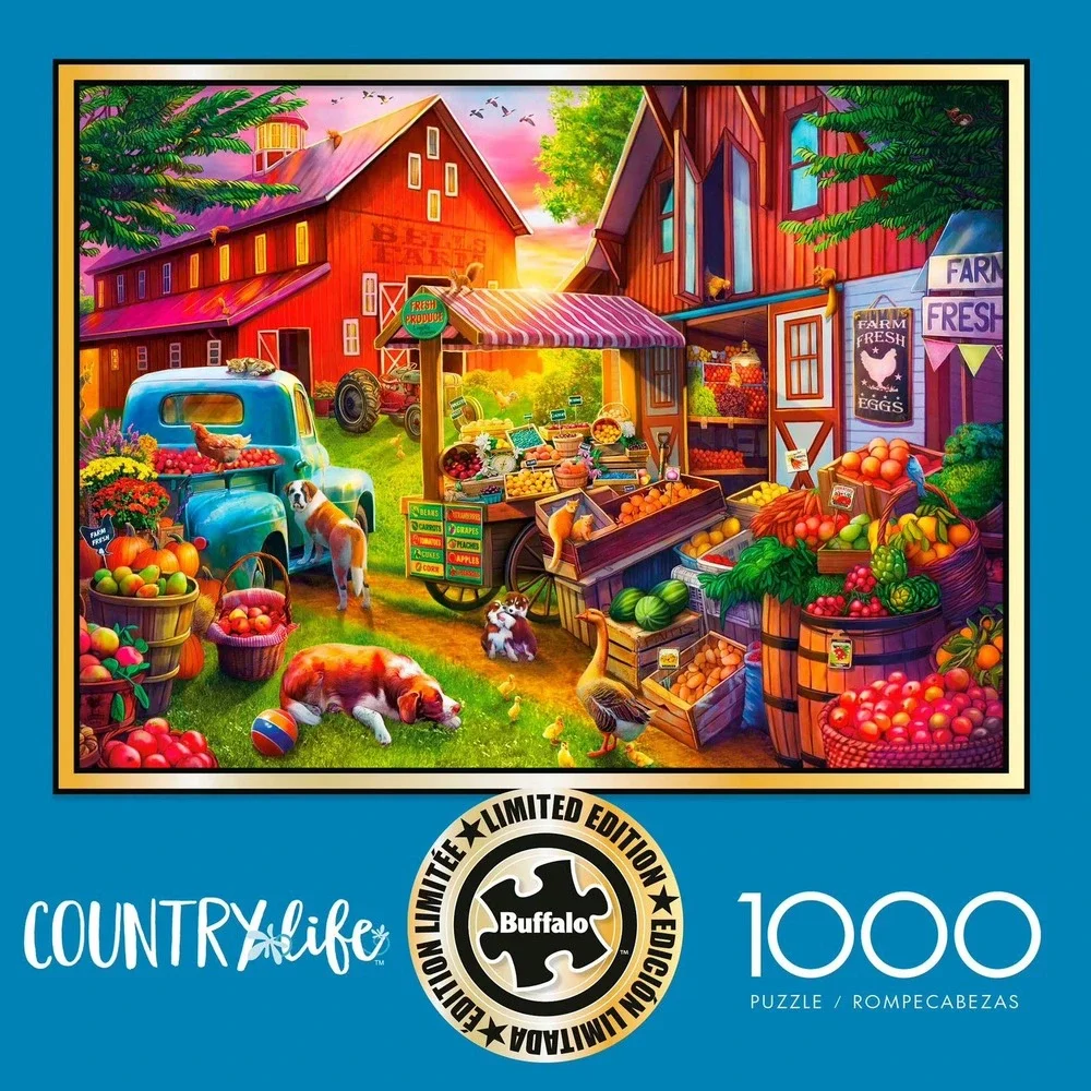 Buffalo Games Country Life Farm Fresh Market 1000 Piece Puzzle Limited Edition